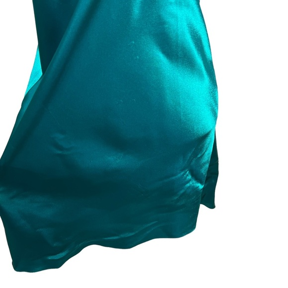 VTG LORD & TAYLOR Peacock Green Embroidered Floral Chemise Mini Slip Dress Large - Picture 9 of 14